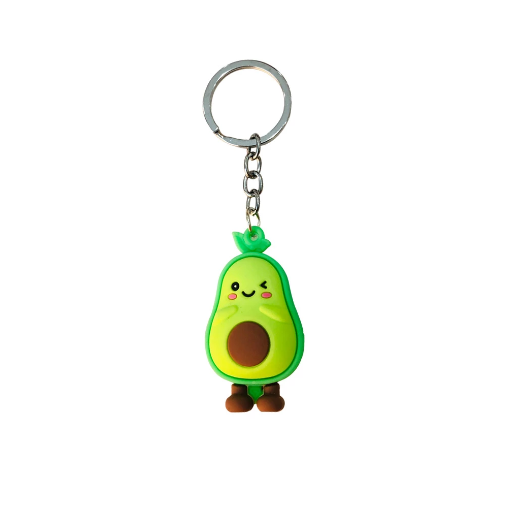 smiling & winking avocado car keychain