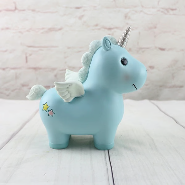 unicorn piggy bank with horn & wings