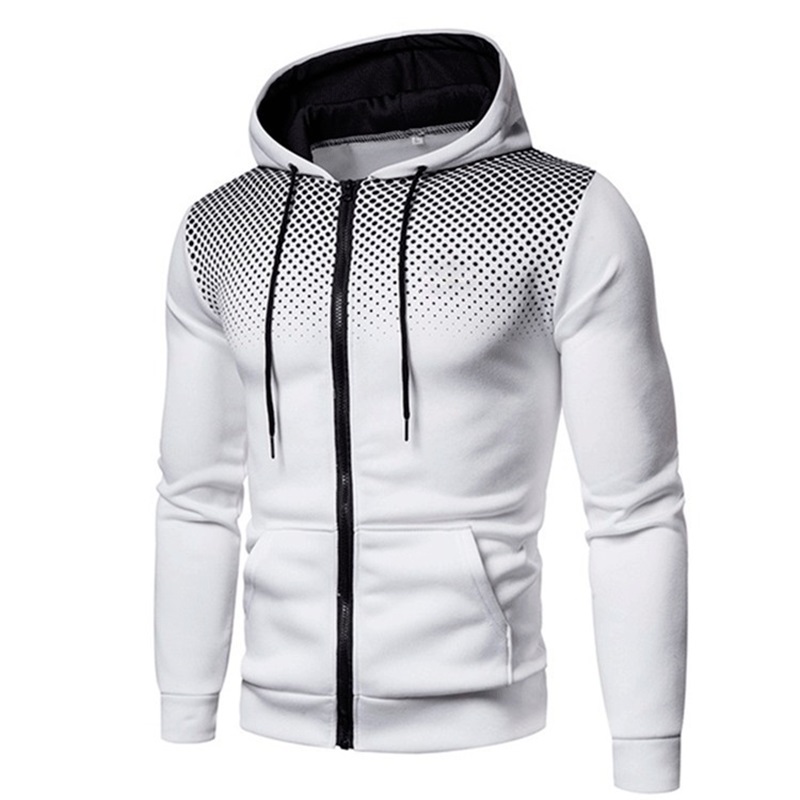 Mens Hoodie Zip Up Hoodie Sweatshirt Graphic Zipper Pocket Polka Pot Print Sports Outdoor Casual Da 2