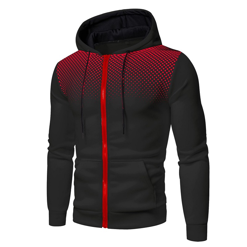 Mens Hoodie Zip Up Hoodie Sweatshirt Graphic Zipper Pocket Polka Pot Print Sports Outdoor Casual Da 3