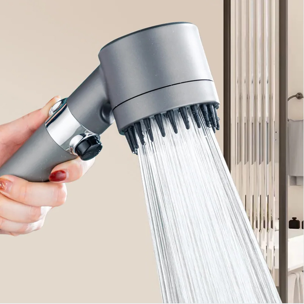 massage spa pressurized shower head 3 modes high pressure filter rainfall shower one-key stop spray nozzle bathroom acce