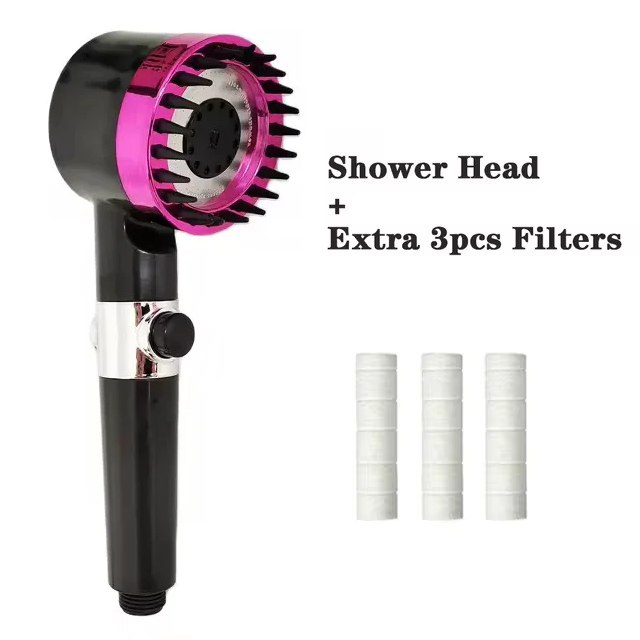 Massage Spa Pressurized Shower Head 3 Modes High Pressure Filter Rainfall Shower One-Key Stop Spray Nozzle Bathroom Accessories