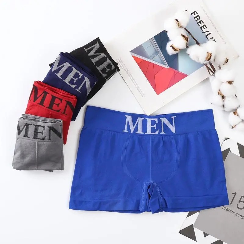 5 PCs Men's High Elastic Plain Color Comfortable Boxer Briefs Panties Breathable Pantyhose