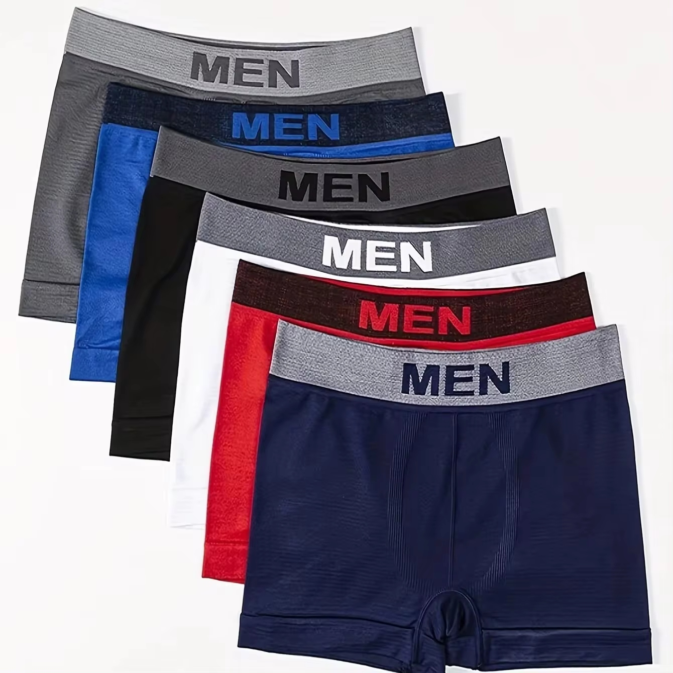 5 PCs Men's High Elastic Plain Color Comfortable Boxer Briefs Panties Breathable Pantyhose
