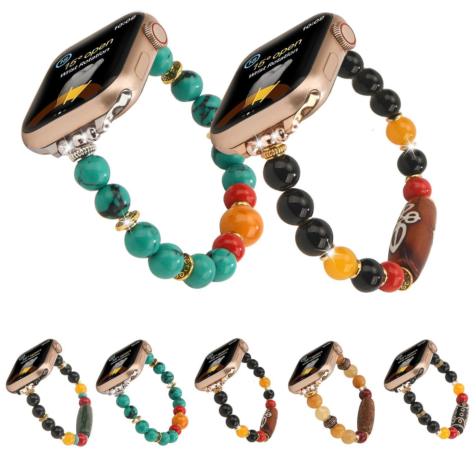 For Apple Watch 46mm / 49mm / 45mm / 44mm Tibetan Beaded Bracelet Watch Band(21-eyed Dzi Bead)