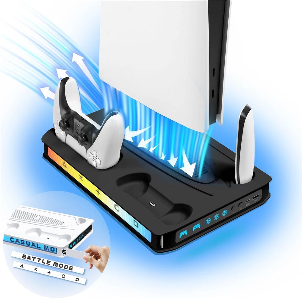 Game Console Cooling Fan Base Charger Stand For Sony PlayStation 5 Pro / 5 Slim / 5(Black)
