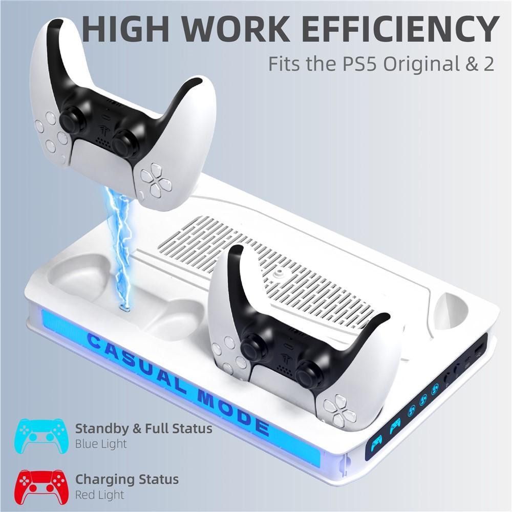 Game Console Cooling Fan Base Charger Stand For Sony PlayStation 5 Pro / 5 Slim / 5(Black)