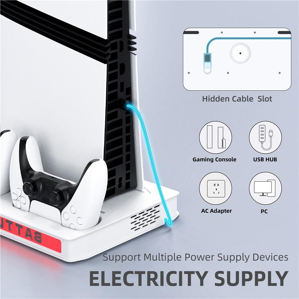 Game Console Cooling Fan Base Charger Stand For Sony PlayStation 5 Pro / 5 Slim / 5(Black)