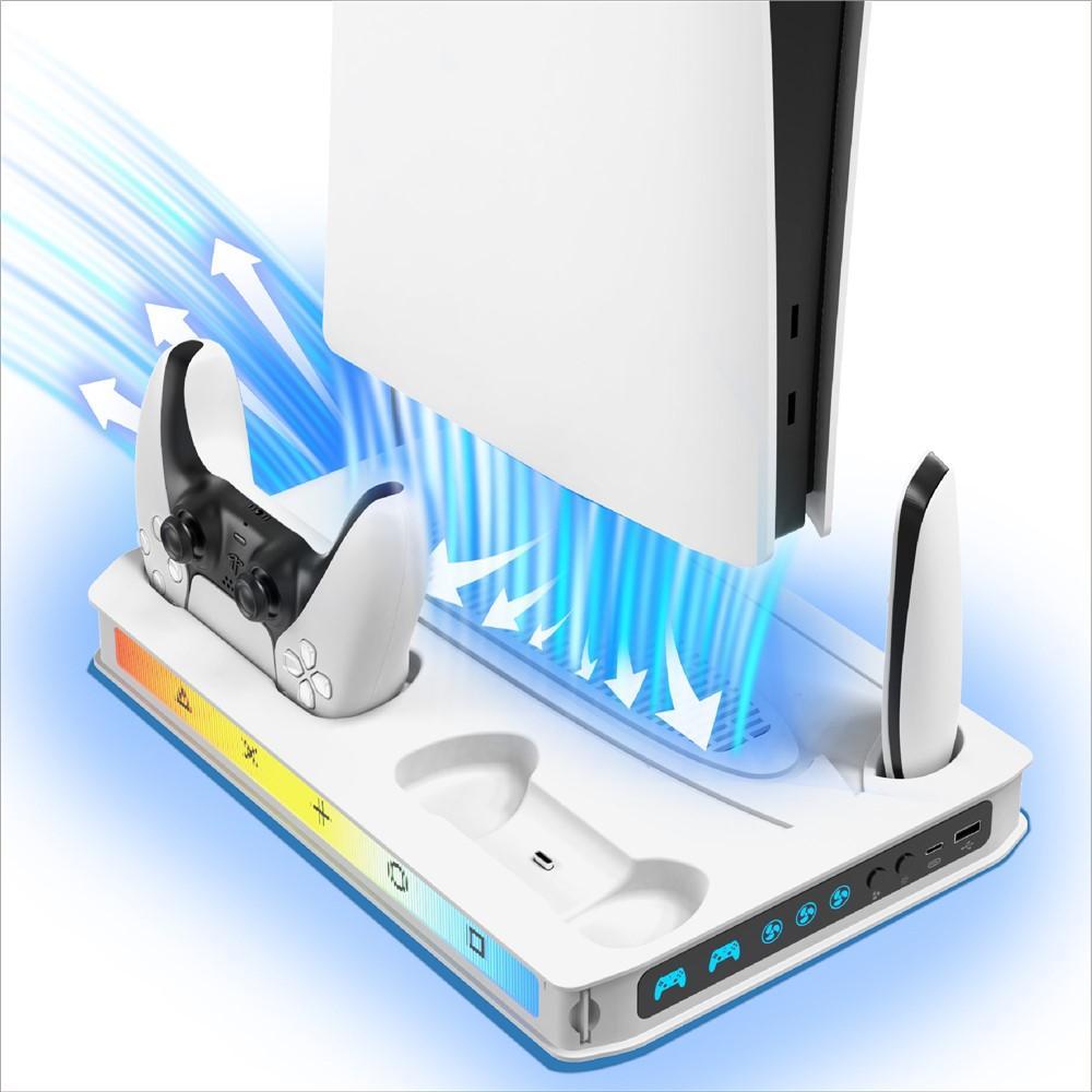 Game Console Cooling Fan Base Charger Stand For Sony PlayStation 5 Pro / 5 Slim / 5(Black)