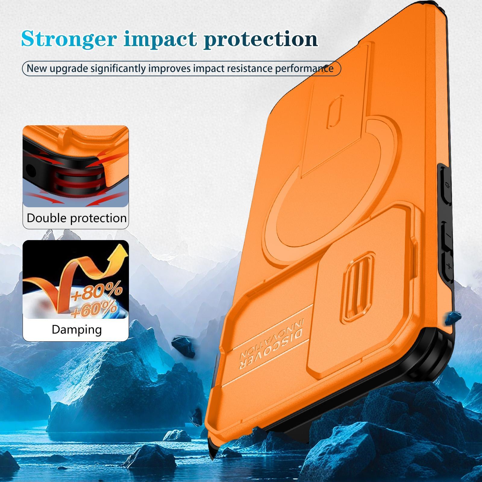 For Samsung Galaxy A57 5G Sliding Camshield MagSafe Holder Phone Case(Orange)
