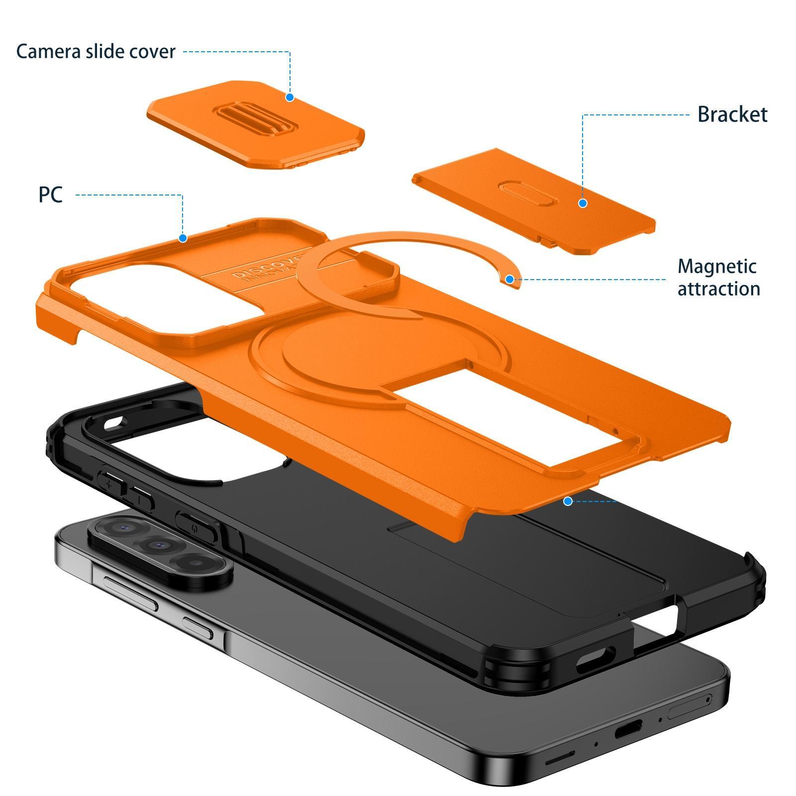 For Samsung Galaxy A57 5G Sliding Camshield MagSafe Holder Phone Case(Orange)