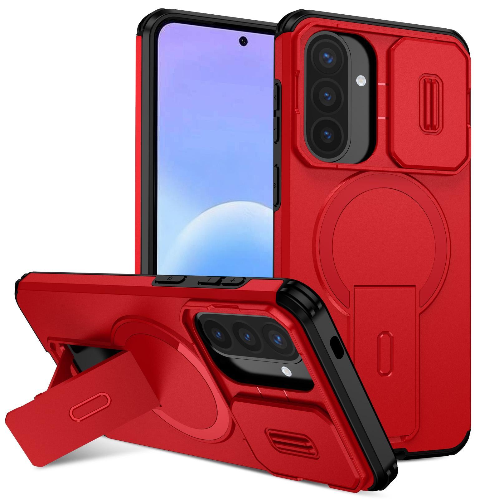 For Samsung Galaxy A57 5G Sliding Camshield MagSafe Holder Phone Case(Orange)