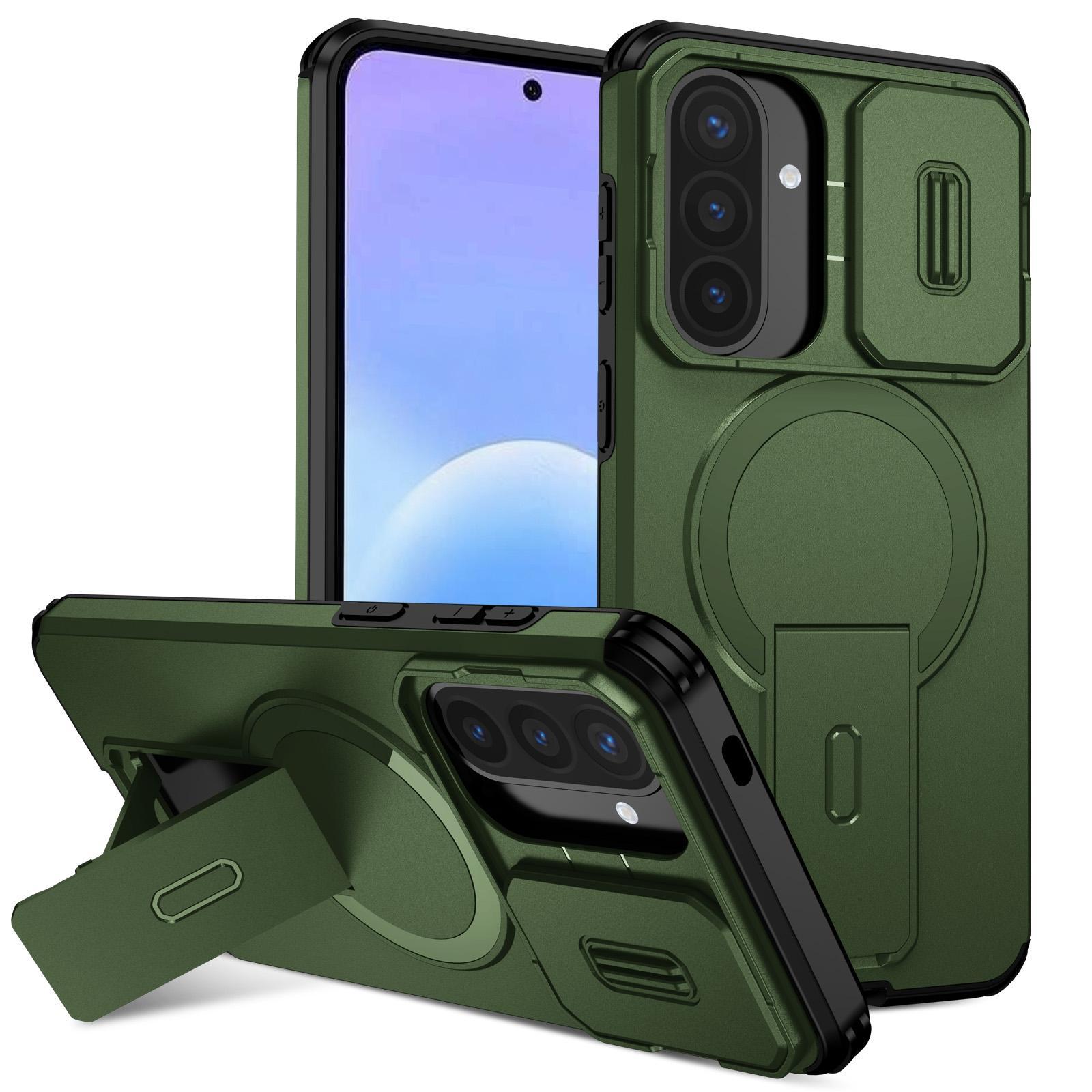 For Samsung Galaxy A57 5G Sliding Camshield MagSafe Holder Phone Case(Orange)