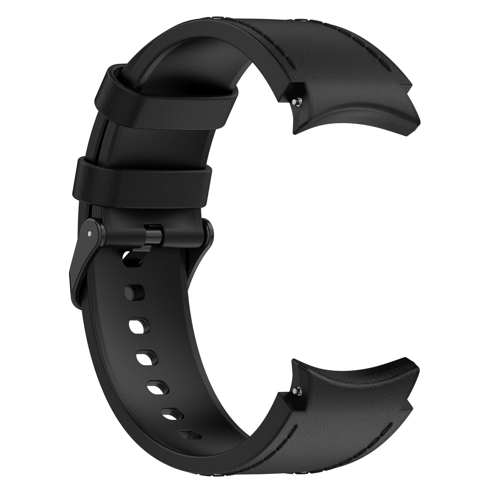 For Samsung Galaxy Watch 6 Classic Silicone Leather Black Buckle Watch Band(Black)