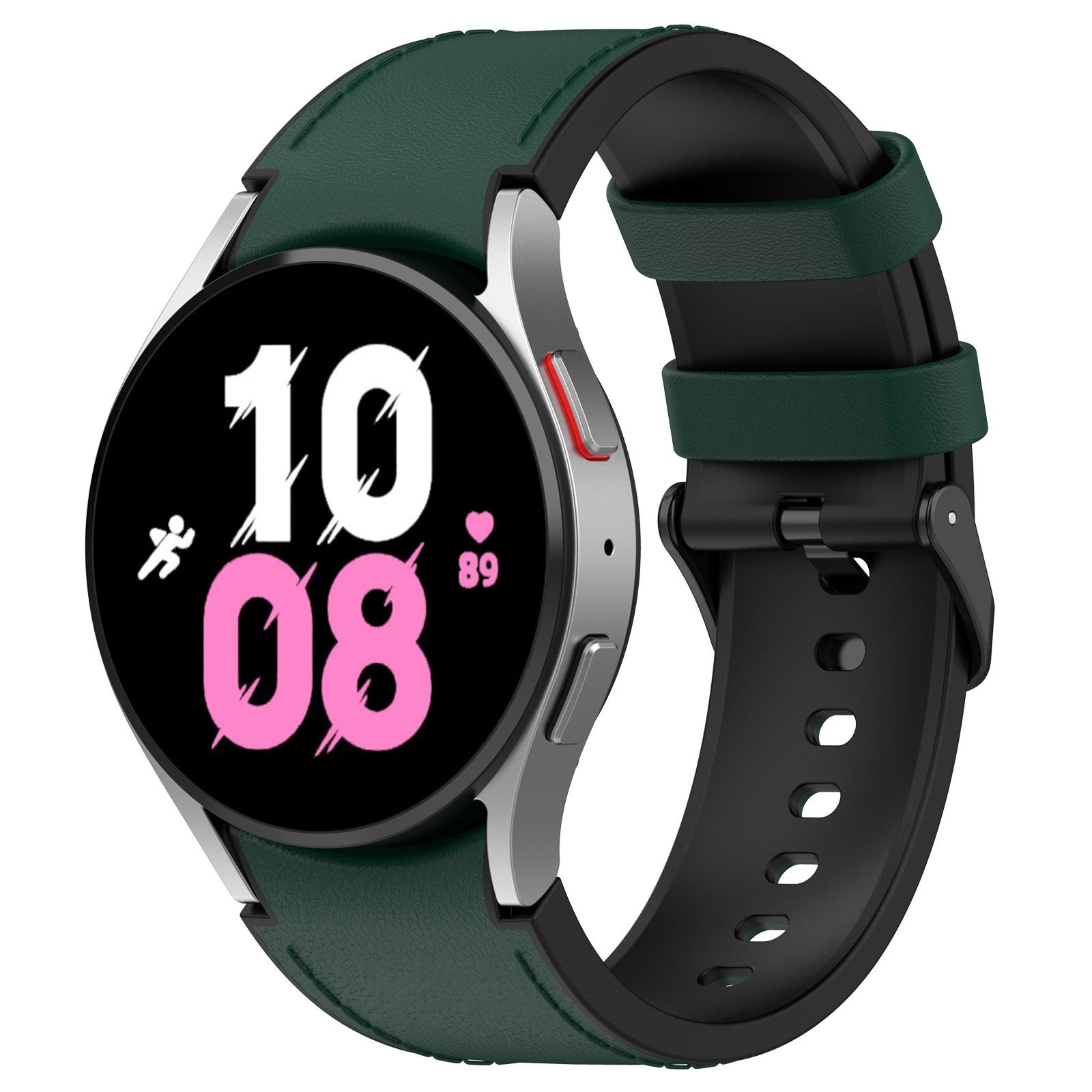 For Samsung Galaxy Watch 6 Classic Silicone Leather Black Buckle Watch Band(Black)