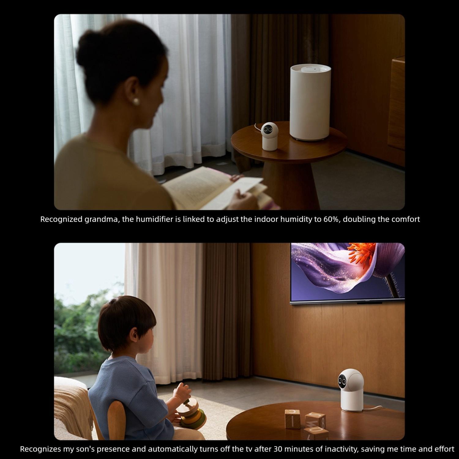 Original Xiaomi Mijia Smart Camera 4 9X Zoom Edition Baby Pet AI Facial Recognition Gesture Call Two-way Voice Camera For Mi Home APP, Plug:US Plug(White)