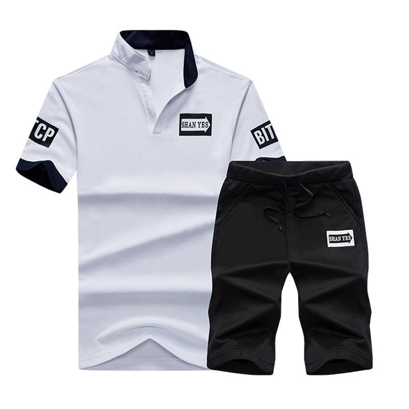 Summer Men T-Shirt Half-Sleeved Sports Suit, Size: L(White)