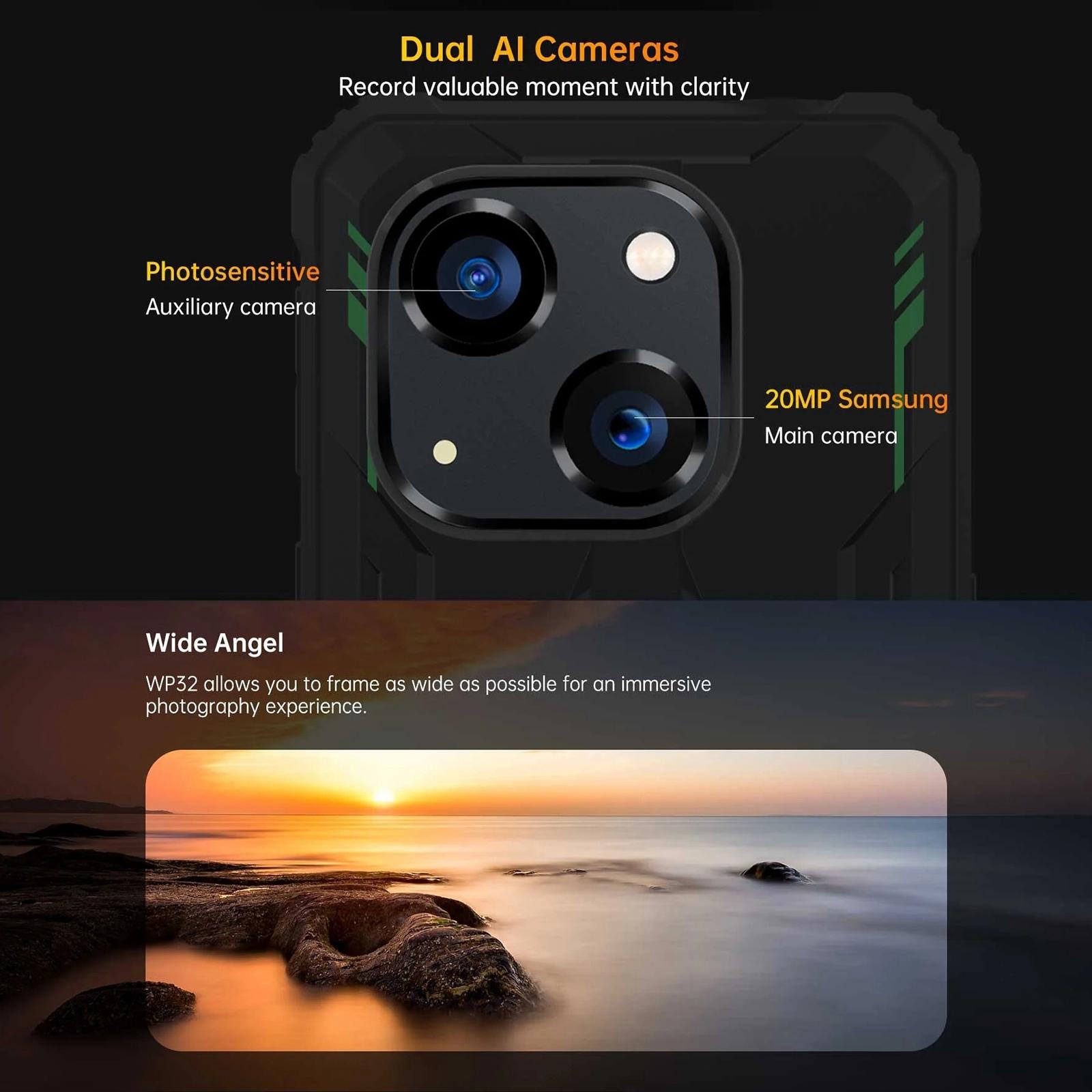 HK Warehouse Oukitel WP32, 4GB+128GB, IP68-IP69K, 5.93 inch Android 13 Unisoc Tiger T606 Octa-core, NFC, OTG, Network: 4GGreen