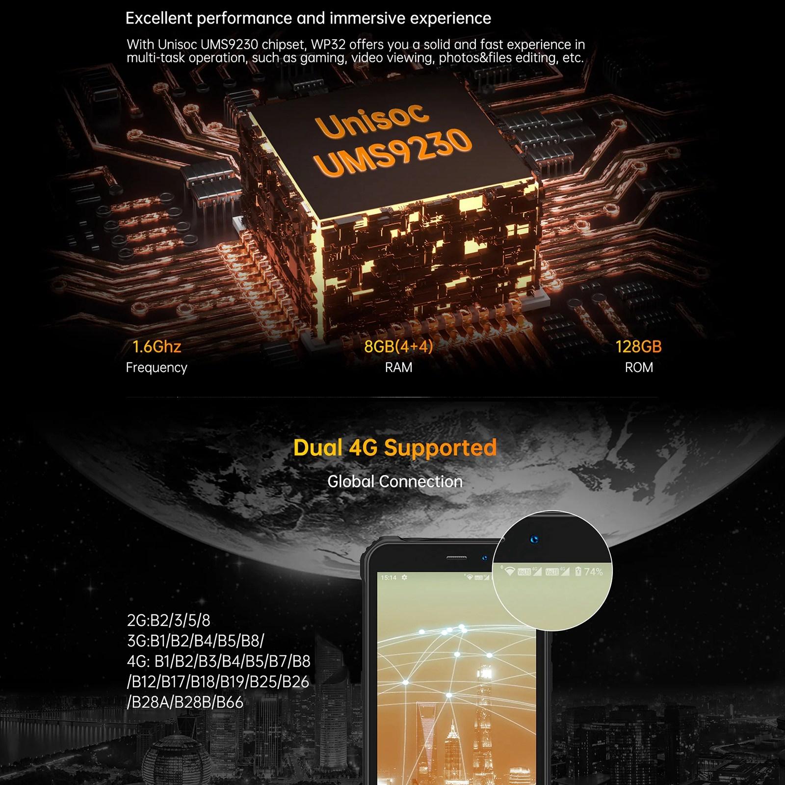 HK Warehouse Oukitel WP32, 4GB+128GB, IP68-IP69K, 5.93 inch Android 13 Unisoc Tiger T606 Octa-core, NFC, OTG, Network: 4GGreen