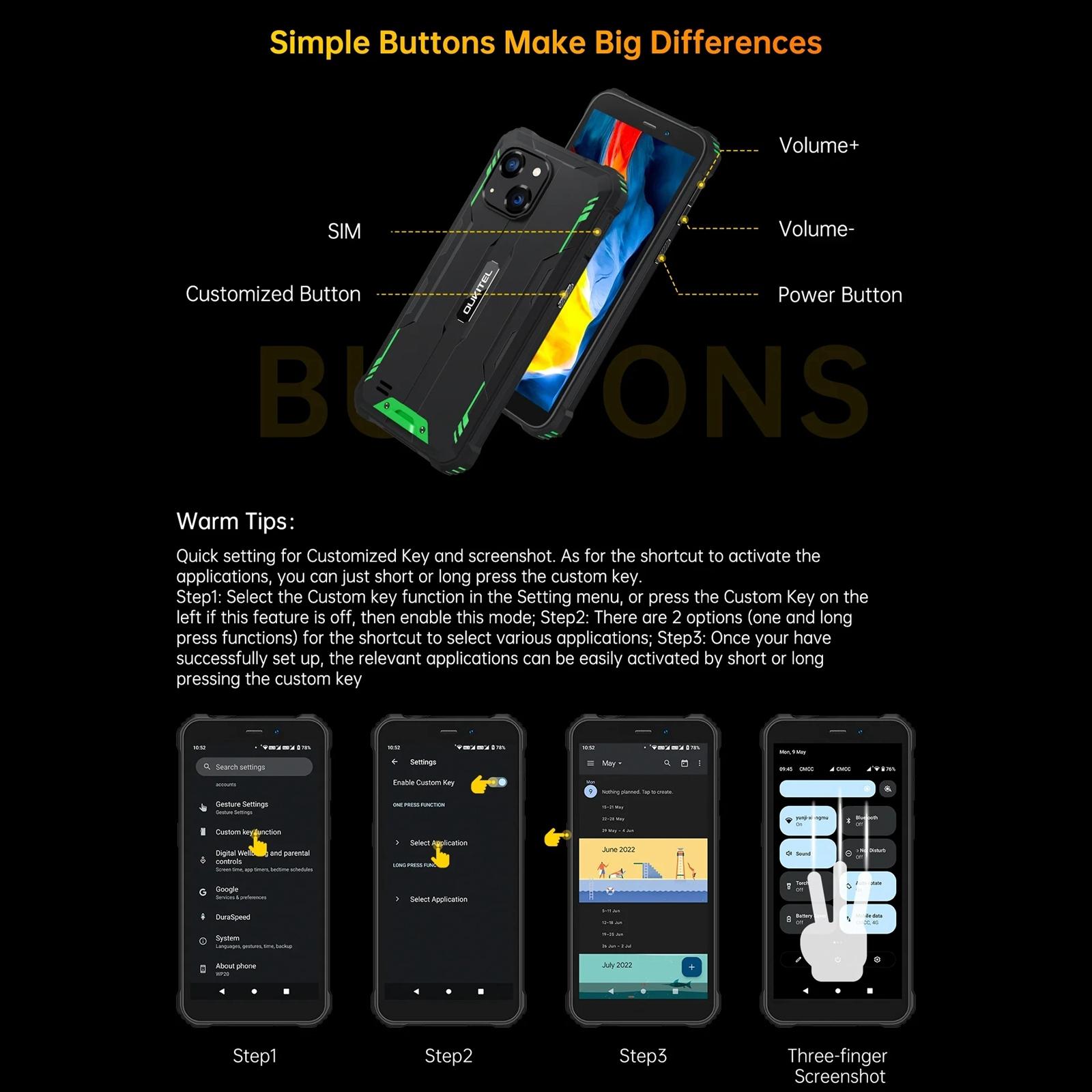 HK Warehouse Oukitel WP32, 4GB+128GB, IP68-IP69K, 5.93 inch Android 13 Unisoc Tiger T606 Octa-core, NFC, OTG, Network: 4GGreen