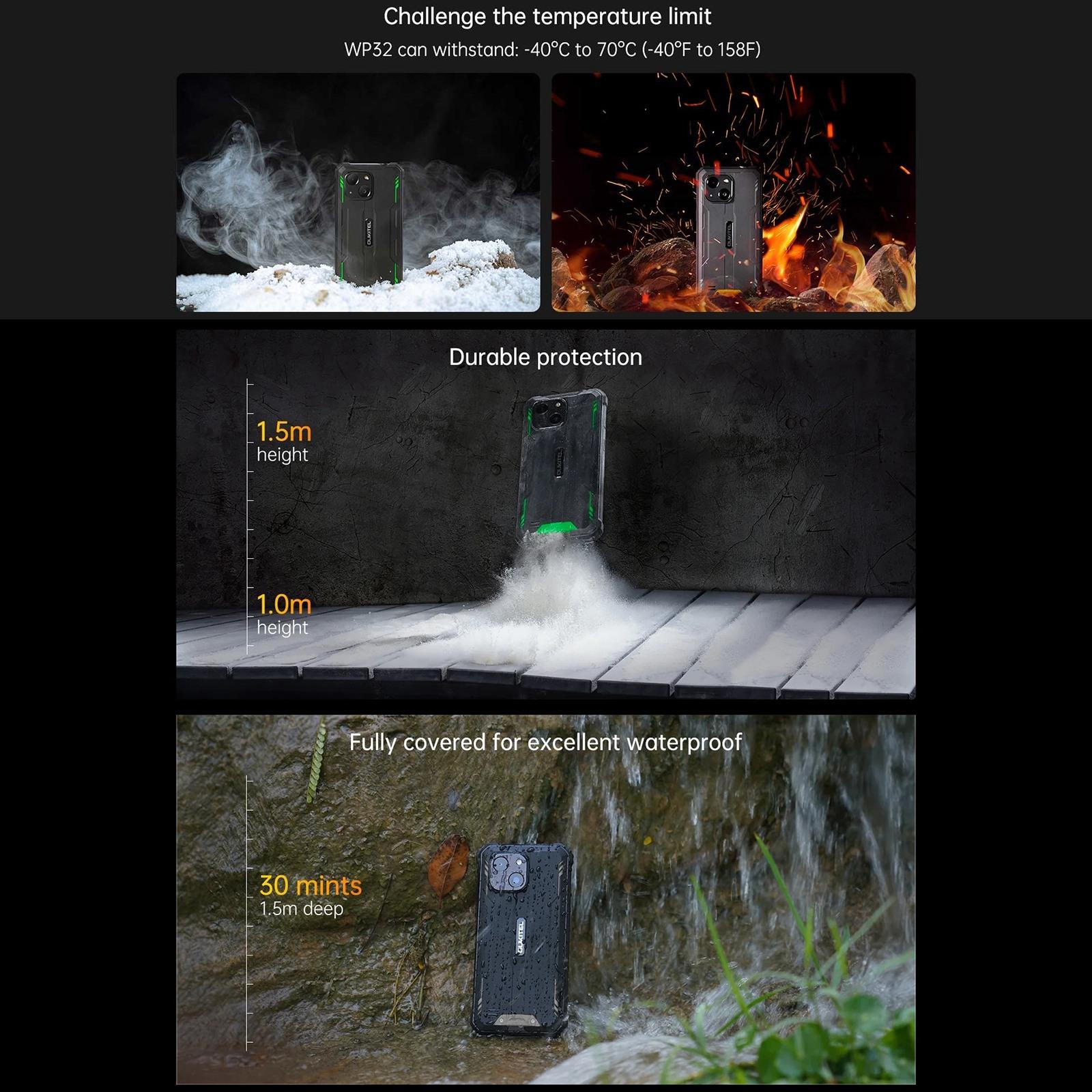 HK Warehouse Oukitel WP32, 4GB+128GB, IP68-IP69K, 5.93 inch Android 13 Unisoc Tiger T606 Octa-core, NFC, OTG, Network: 4GGreen