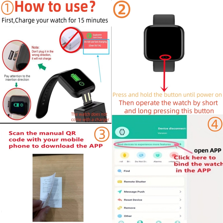 Smart Watch Sport Wristband Fitness Monitoring Track Heart Rate Call and Message Remind Men Smartwatch Woman 116 Plus Clock D13