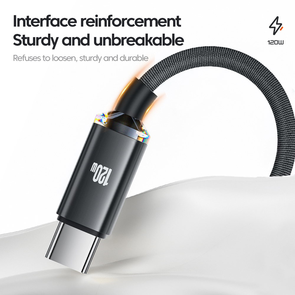 120W USB C Fast Charger Cable USB Type C Mobile Phone Super Fast Charging Data Cord For Huawei Xiaomi Samsung VIVO 0.25m/1m/2m