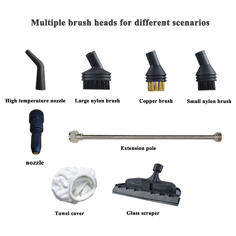Steam Cleaner Brush For TC-SC-01 02 Steam Cleaner Accessories Extension Pole Glass Wiper for 8mm Head Nozzles Brushes Threaded 
