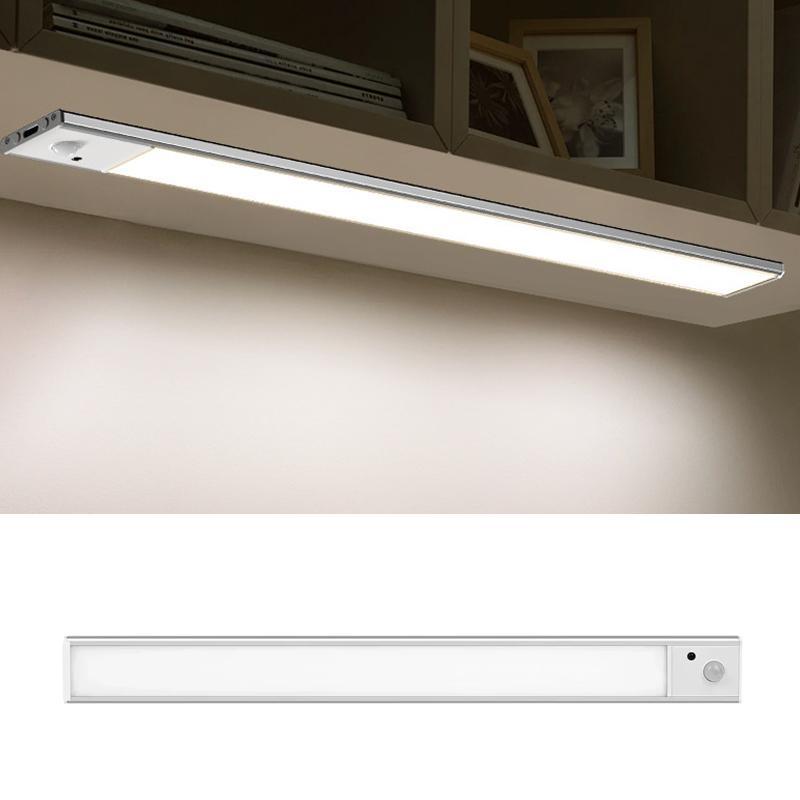 40cm rechargeable motion sensor light bar cabinet wardrobe lamp with remote control silver