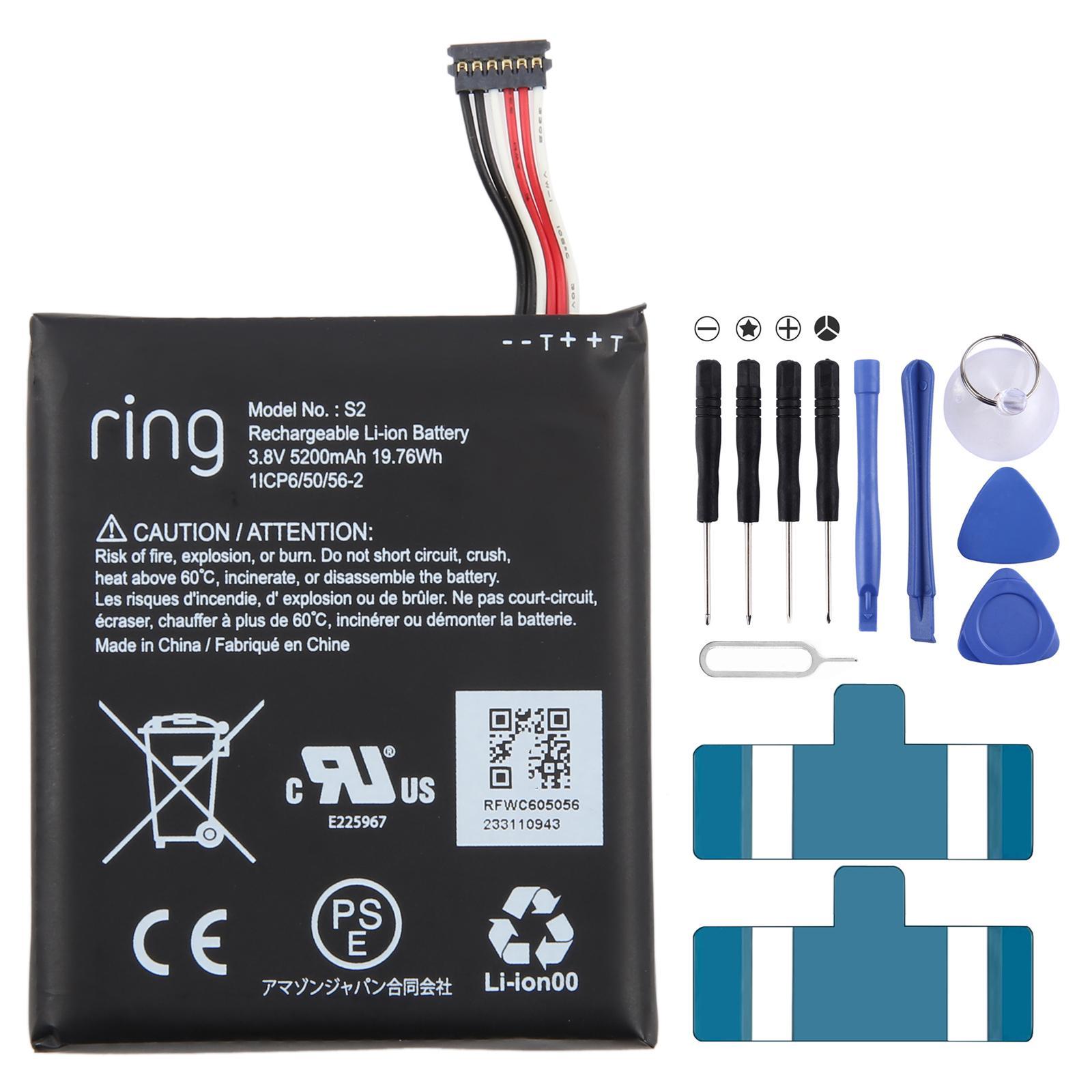 For Ring Video Doorbell Ring S2 5200mAh Battery Replacement