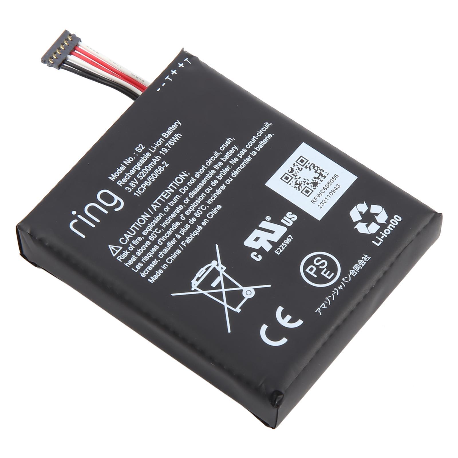 For Ring Video Doorbell Ring S2 5200mAh Battery Replacement