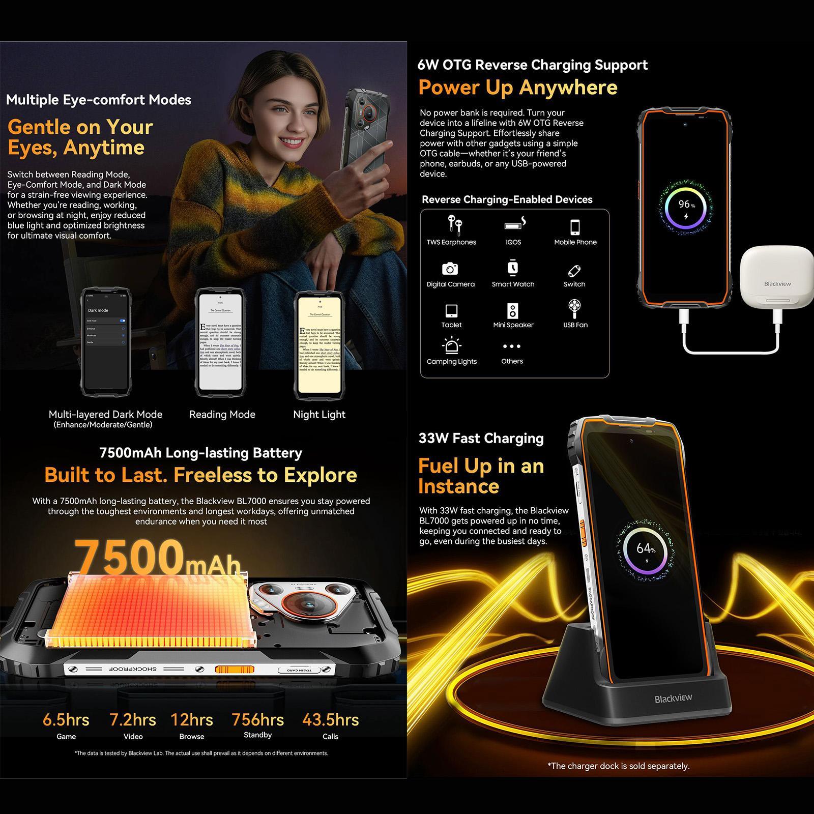 HK Warehouse Blackview BL7000 Rugged Phone, 8GB+256GB, 6.78 inch Android 15 MediaTek Dimensity 6300 Octa Core, Network: 5G, NFC, OTG Black