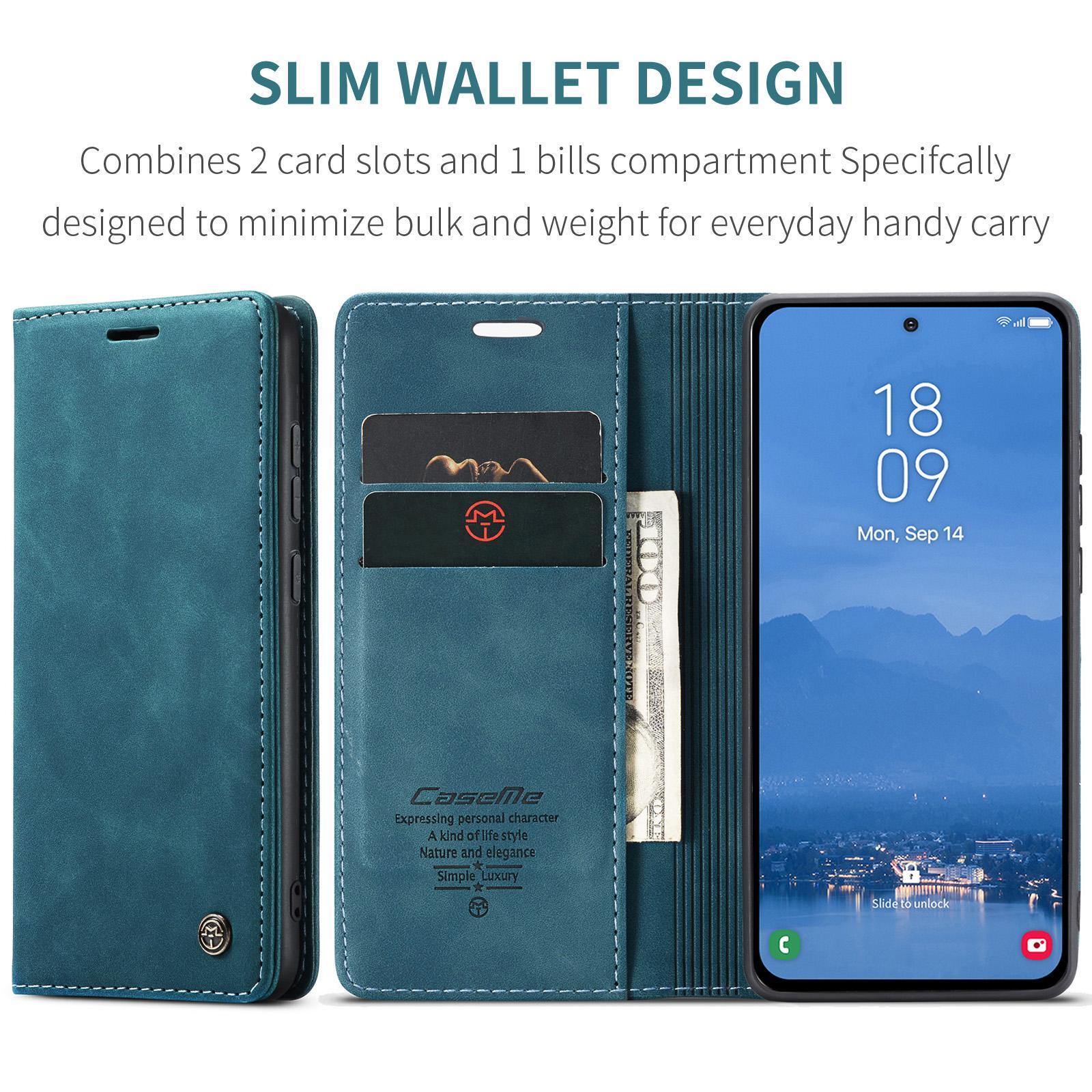 For Samsung Galaxy S25+ 5G CaseMe 013 Multifunctional Horizontal Flip Leather Phone CaseBlue