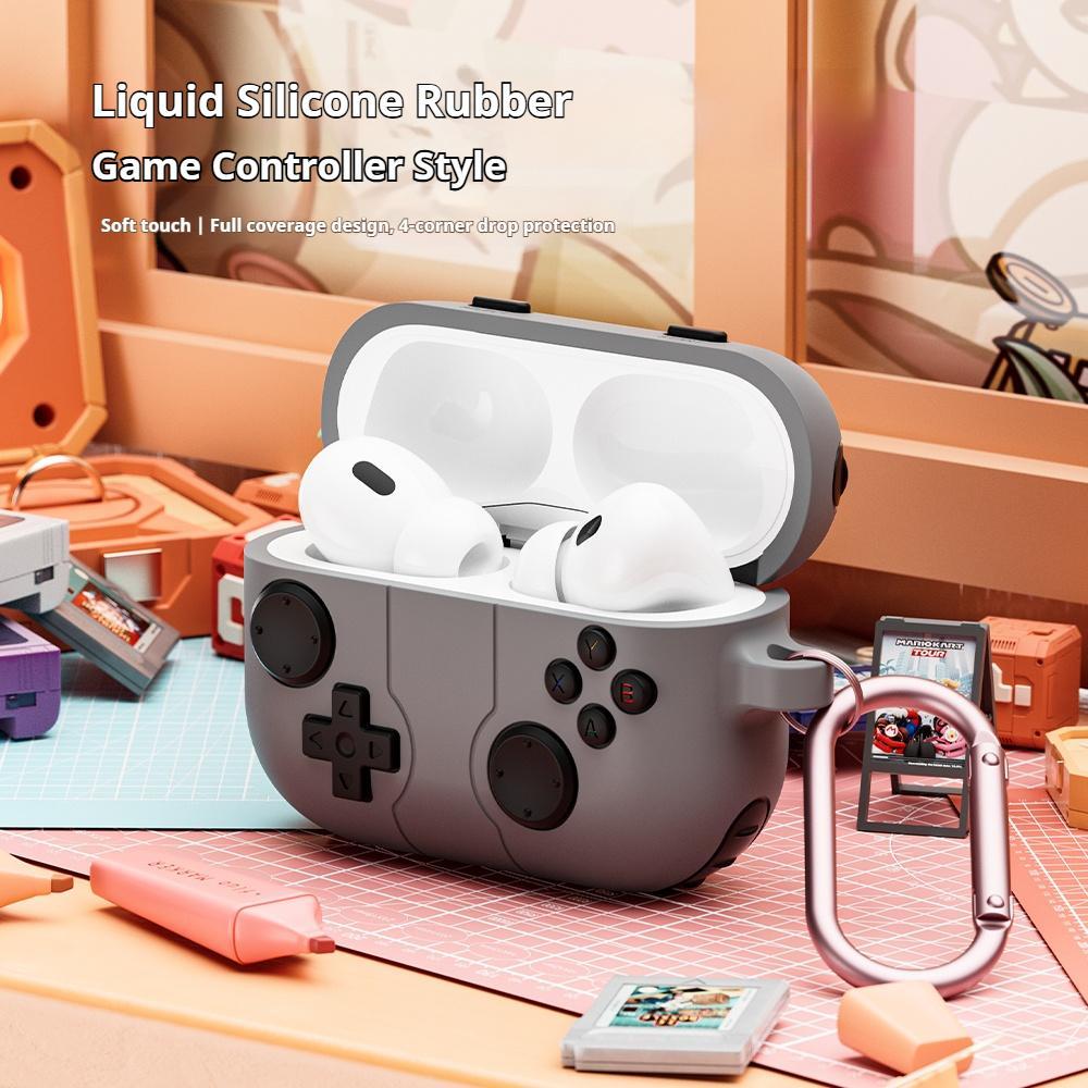 For AirPods Pro 3 Game Console Style Wireless Earphone Silicone CaseDark Grey
