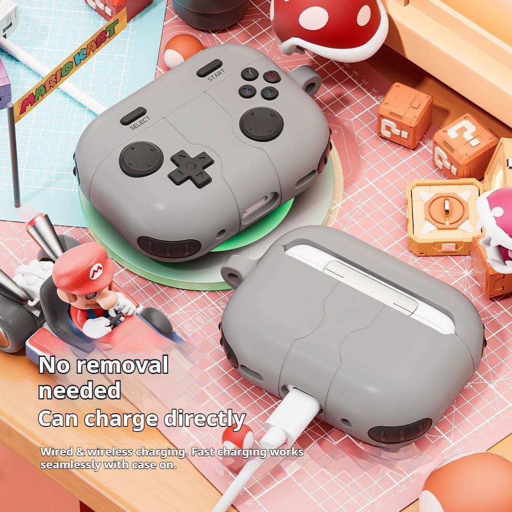 For AirPods Pro 3 Game Console Style Wireless Earphone Silicone CaseDark Grey