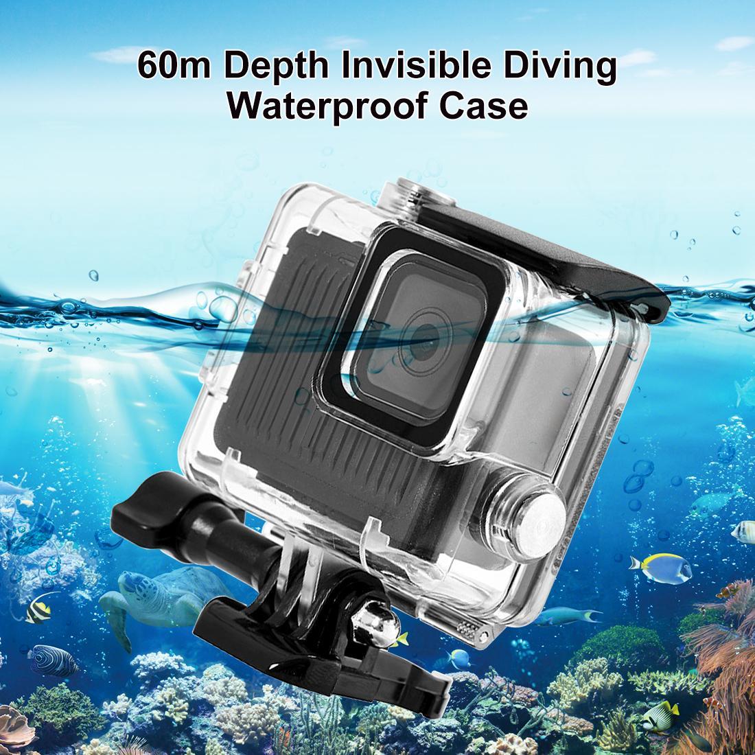 For GoPro HERO 4K 2024 PULUZ 60m - 196ft Waterproof Housing Protective Case with Buckle Basic Mount & Screw Transparent
