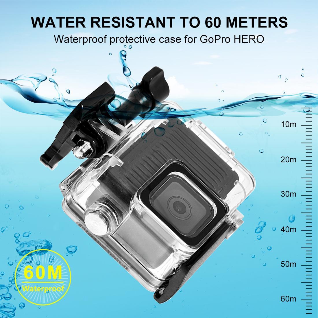 For GoPro HERO 4K 2024 PULUZ 60m - 196ft Waterproof Housing Protective Case with Buckle Basic Mount & Screw Transparent