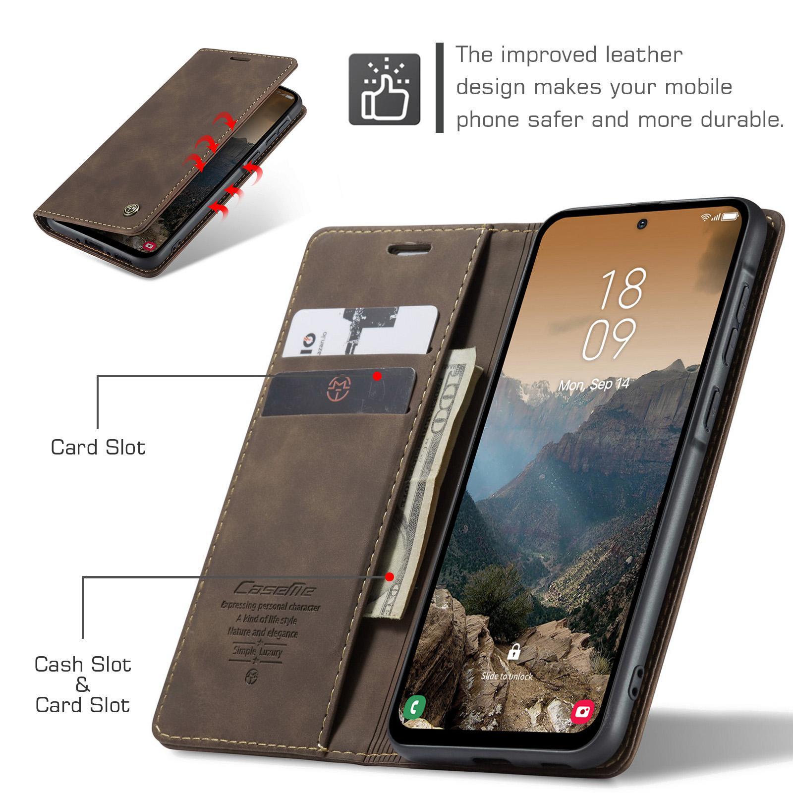 For Samsung Galaxy A36 CaseMe 013 Multifunctional Horizontal Flip Leather Phone CaseCoffee