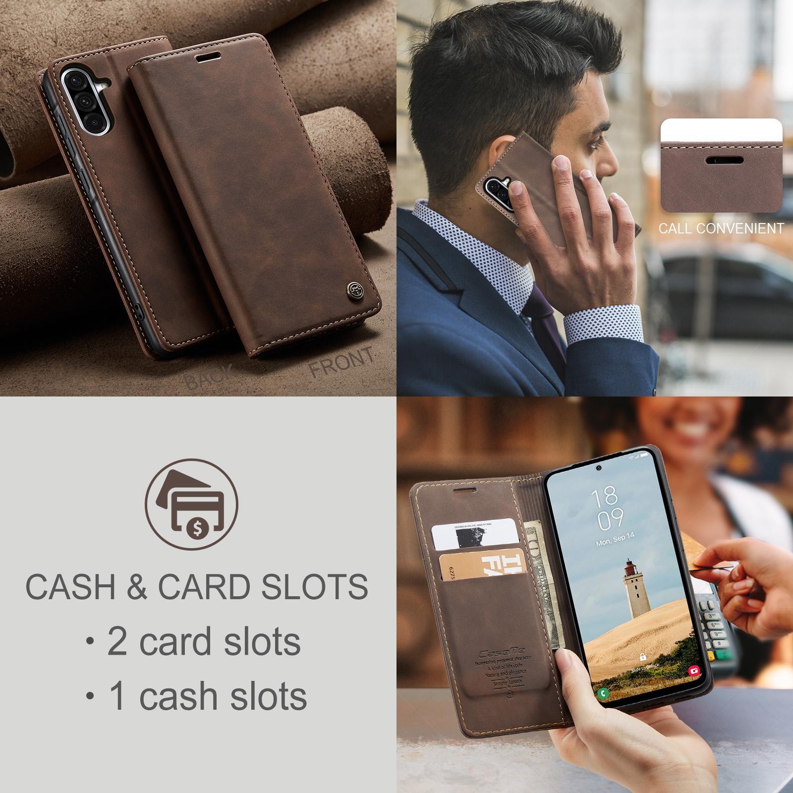 For Samsung Galaxy A36 CaseMe 013 Multifunctional Horizontal Flip Leather Phone CaseCoffee