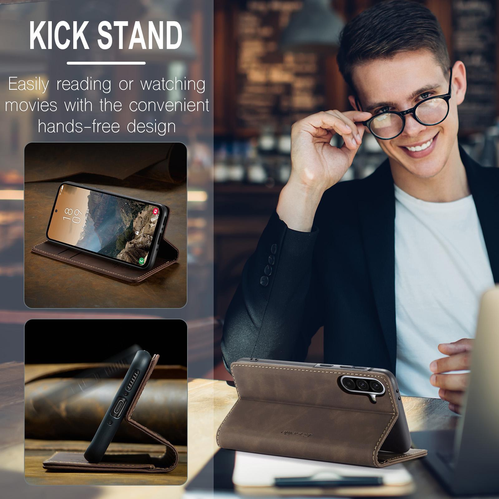 For Samsung Galaxy A36 CaseMe 013 Multifunctional Horizontal Flip Leather Phone CaseCoffee