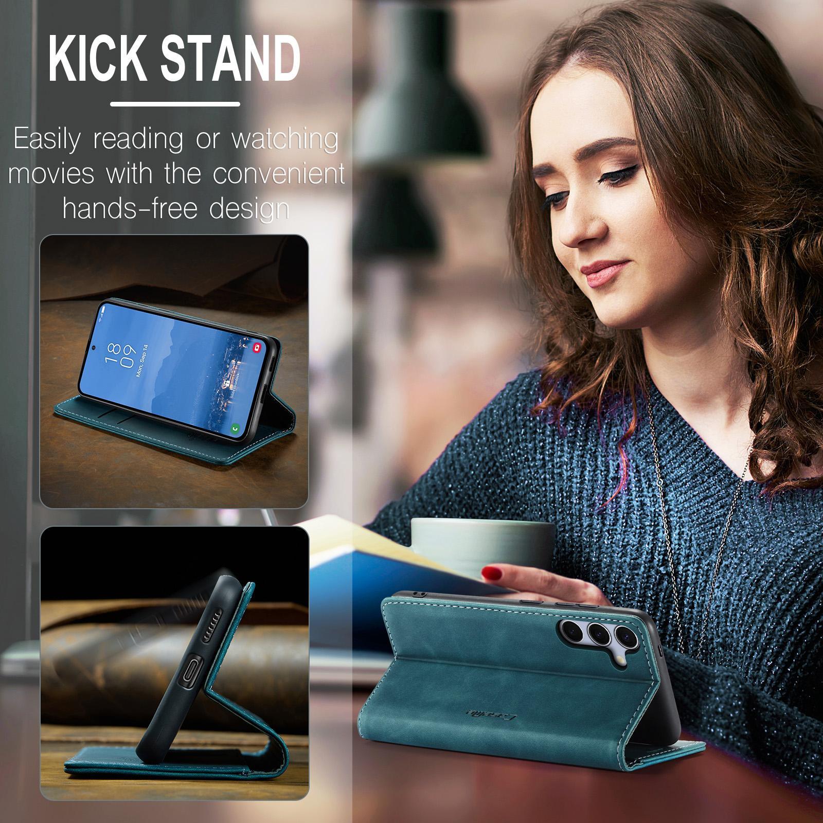 For Samsung Galaxy S25 5G CaseMe 013 Multifunctional Horizontal Flip Leather Phone CaseBlue