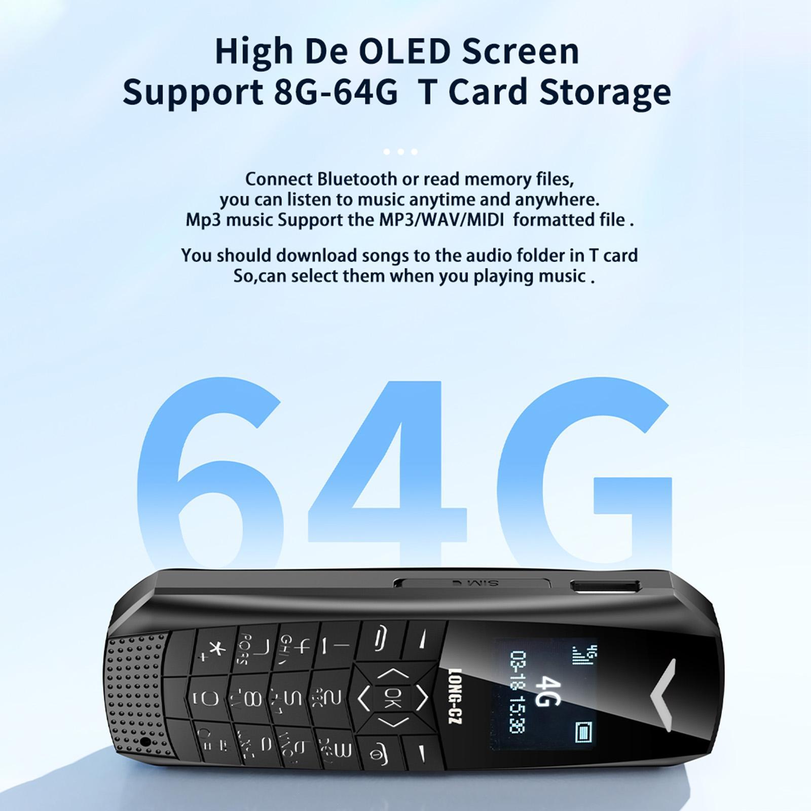 LONG-CZ J60 4G Mini Phone, 1.77 inch Unisoc T107, 21 Keys, Network: 4G, Single SIM Black