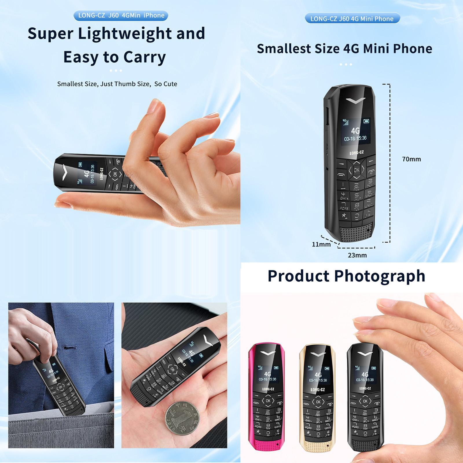 LONG-CZ J60 4G Mini Phone, 1.77 inch Unisoc T107, 21 Keys, Network: 4G, Single SIM Black