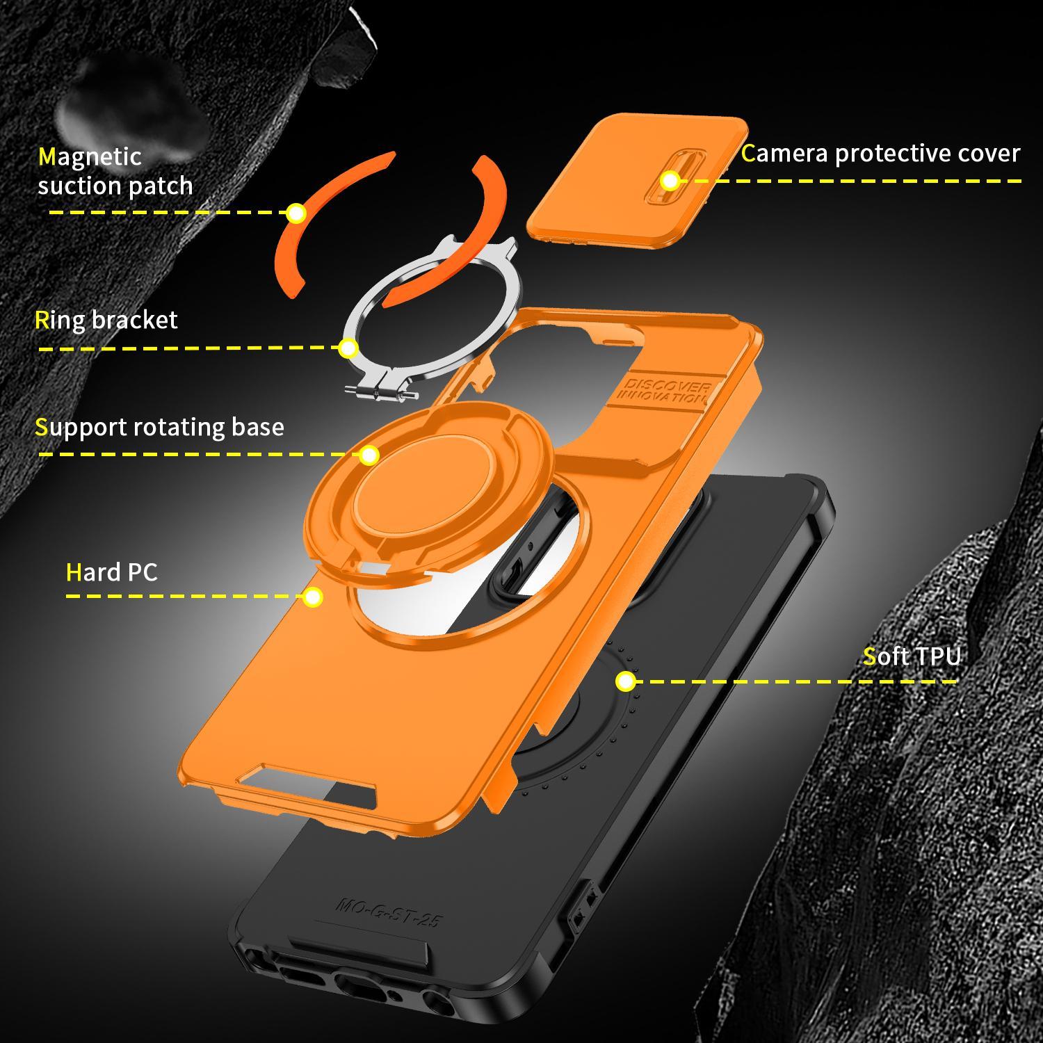 For Motorola Moto G Stylus 5G 2025 Sliding Camshield Ring Holder Phone CaseOrange