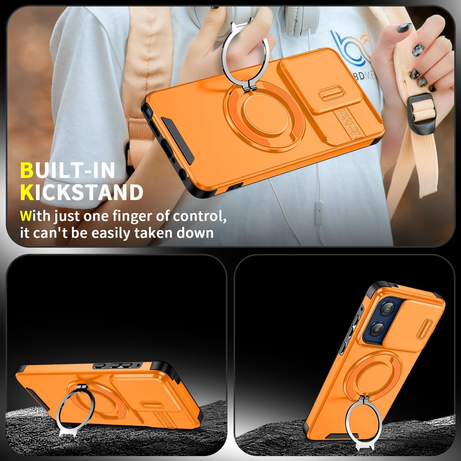 For Motorola Moto G Stylus 5G 2025 Sliding Camshield Ring Holder Phone CaseOrange