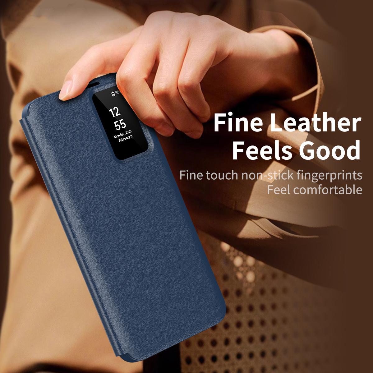 For Samsung Galaxy S25 Ultra 5G Smart View Window Leather Phone Case with Card SlotBlue