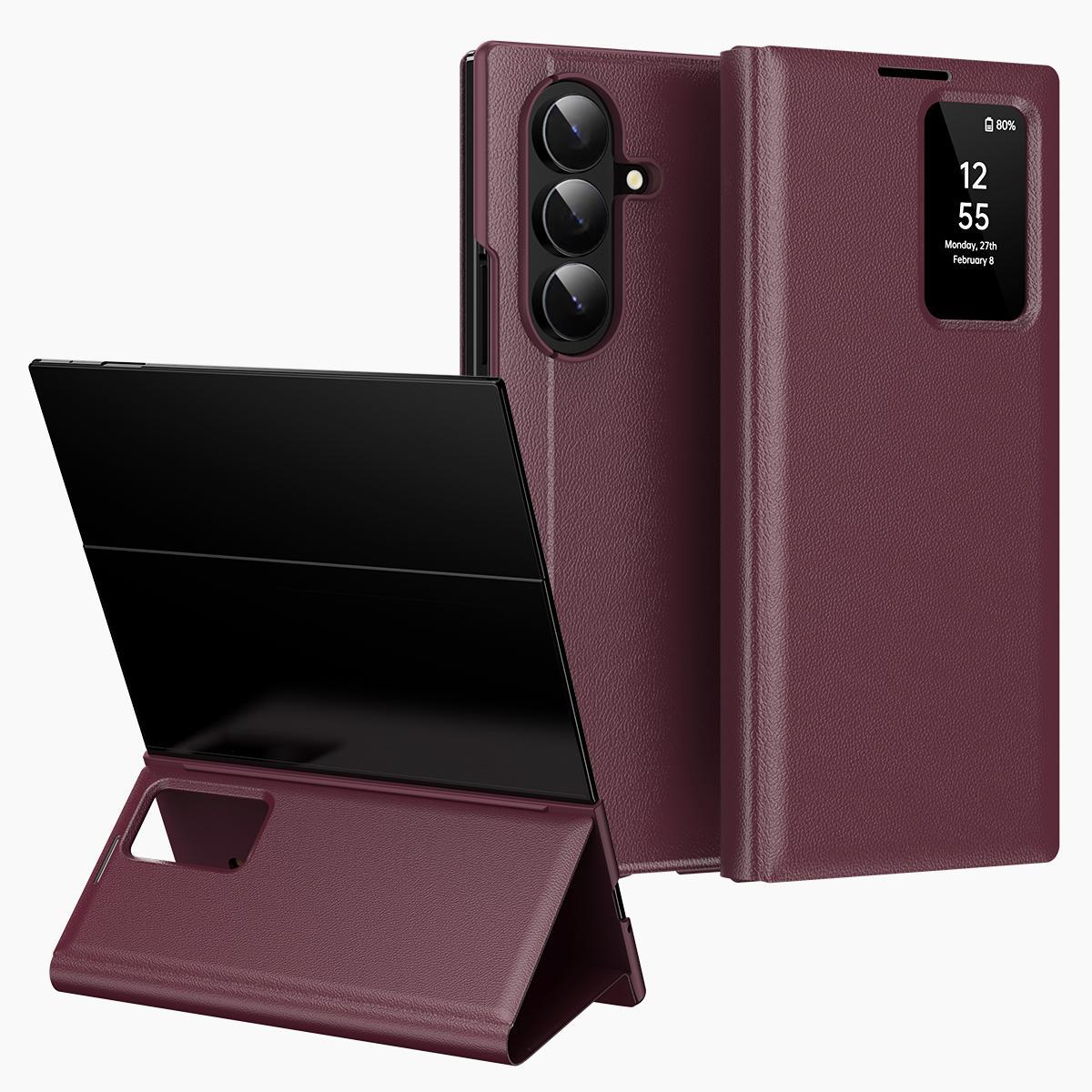 For Samsung Galaxy S25 Ultra 5G Smart View Window Leather Phone Case with Card SlotBlue