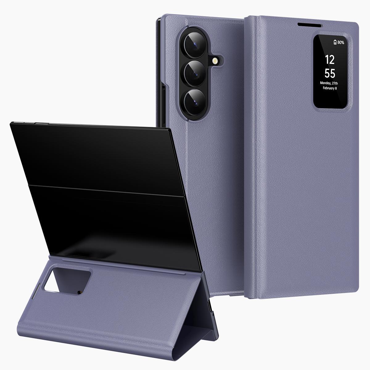 For Samsung Galaxy S25 Ultra 5G Smart View Window Leather Phone Case with Card SlotBlue