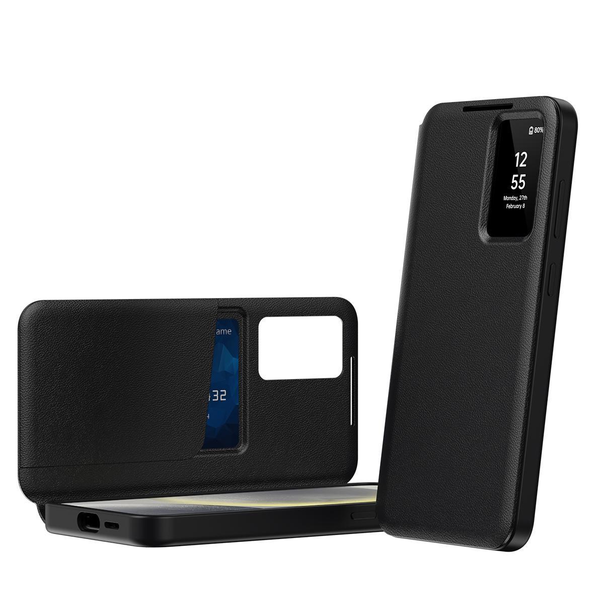 For Samsung Galaxy S25 Ultra 5G Smart View Window Leather Phone Case with Card SlotBlue