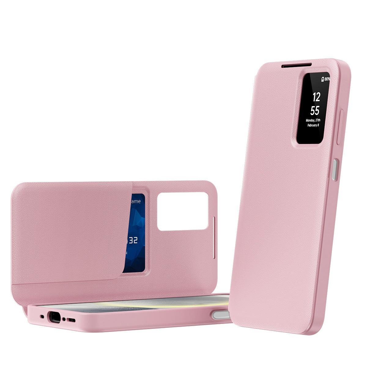 For Samsung Galaxy S25 Ultra 5G Smart View Window Leather Phone Case with Card SlotBlue